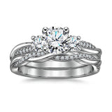 1.20 Ct Round Lab Diamond  Twist Three Stone Bridal Set