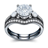 Certified 1.45 Ct Round Lab Diamond Pave Bridal Set