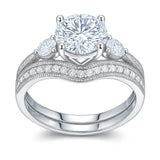Certified 1.45 Ct Round Lab Diamond Pave Bridal Set