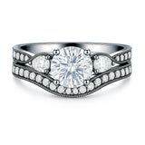 Certified 1.45 Ct Round Lab Diamond Pave Bridal Set
