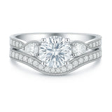 Certified 1.45 Ct Round Lab Diamond Pave Bridal Set