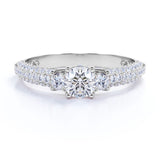 Certified 1 Ct Round Lab Diamond Classic Three Stones Engagement Ring