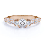 Certified 1 Ct Round Lab Diamond Classic Three Stones Engagement Ring
