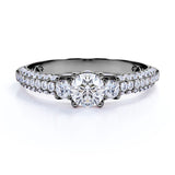 Certified 1 Ct Round Lab Diamond Classic Three Stones Engagement Ring