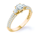 Certified 1 Ct Round Lab Diamond Classic Three Stones Engagement Ring