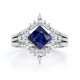 Crown 1.25 Ct Princess Cut Lab Sapphire Trio Set