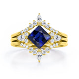 Crown 1.25 Ct Princess Cut Lab Sapphire Trio Set