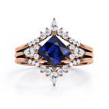 Crown 1.25 Ct Princess Cut Lab Sapphire Trio Set