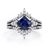 Crown 1.25 Ct Princess Cut Lab Sapphire Trio Set
