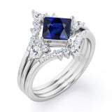 Crown 1.25 Ct Princess Cut Lab Sapphire Trio Set