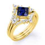 Crown 1.25 Ct Princess Cut Lab Sapphire Trio Set