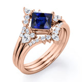 Crown 1.25 Ct Princess Cut Lab Sapphire Trio Set