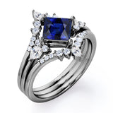 Crown 1.25 Ct Princess Cut Lab Sapphire Trio Set