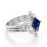 Crown 1.25 Ct Princess Cut Lab Sapphire Trio Set