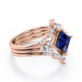 Crown 1.25 Ct Princess Cut Lab Sapphire Trio Set