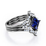 Crown 1.25 Ct Princess Cut Lab Sapphire Trio Set