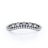 Crown Curved 0.25 TCW Round Pave Wedding Ring