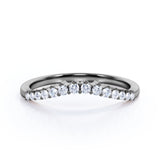 0.15 TCW Round Cut Curved Pave Wedding Band