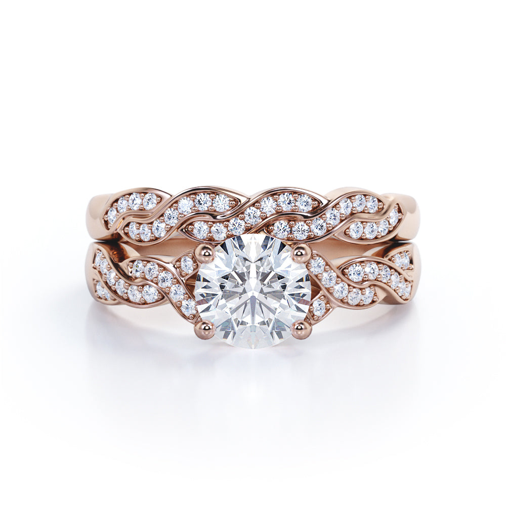 Infinity 1.50 Carat Round Cut Moissanite Wedding Ring Set