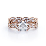 Infinity 1.50 Carat Round Cut Moissanite Wedding Ring Set