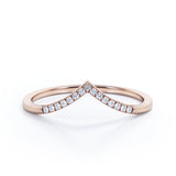 V-Curved 0.15 TCW Round Shape Pave Wedding Ring