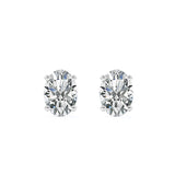 Certified - 1 Carat Ovate Moissanite - 4 Prong Solitaire Stud Earrings - 18K Rose Gold Plating Over Silver