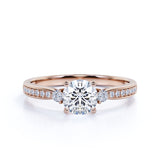 Certified 1.5 CT Round Lab Diamond 3 Stone Channel Set Engagement Ring