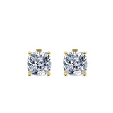 Certified - 4 Prong - 1 Carat Cushion Cut Moissanite - Solitaire Stud Earrings - 18K Rose Gold Plating Over Silver