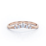 Five Stone 0.15 TCW Round Cut Curved Stackable Ring