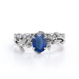 Vintage 1.15 Ct Oval Cut Lab Sapphire Wedding Ring Set