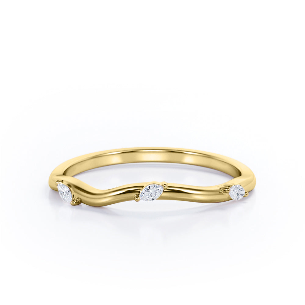 Trilogy - 0.05 TCW Marquise Cut - Curved Wedding Band