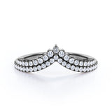 0.30 TCW Round Double Pave V Curved Wedding Band