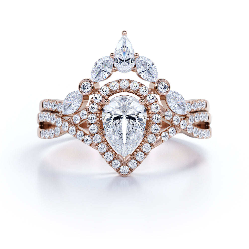 1.25 Carat Pear Cut Moissanite Infinity Bridal Set