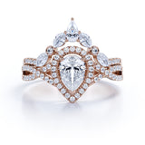 1.25 Carat Pear Cut Moissanite Infinity Bridal Set