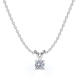 Solitaire 0.25 Carat Round Shape Certified Lab Diamond Pendant Necklace In 18K White Gold Plating Over Silver