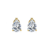 Certified 2 Carat Pear Cut Moissanite Minimalist Solitaire Stud Earrings In 18K Rose Gold Plating Over Silver