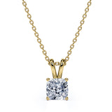 Certified - 2.5 Carat Cushion Cut Moissanite - Adorable Pendant Necklace - 18K Rose Gold Plating Over Silver