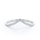 V-Curved 0.15 TCW Round Shape Pave Wedding Ring