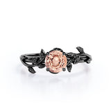 0.50 ct Round Lab Created Morganite Leaf Engagement Ring