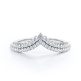0.30 TCW Round Double Pave V Curved Wedding Band