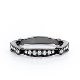 Milgrain Pave 0.15 TCW Round Cut Stackable Ring