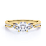 Cluster 1 Carat Round Moissanite Pave Engagement Ring