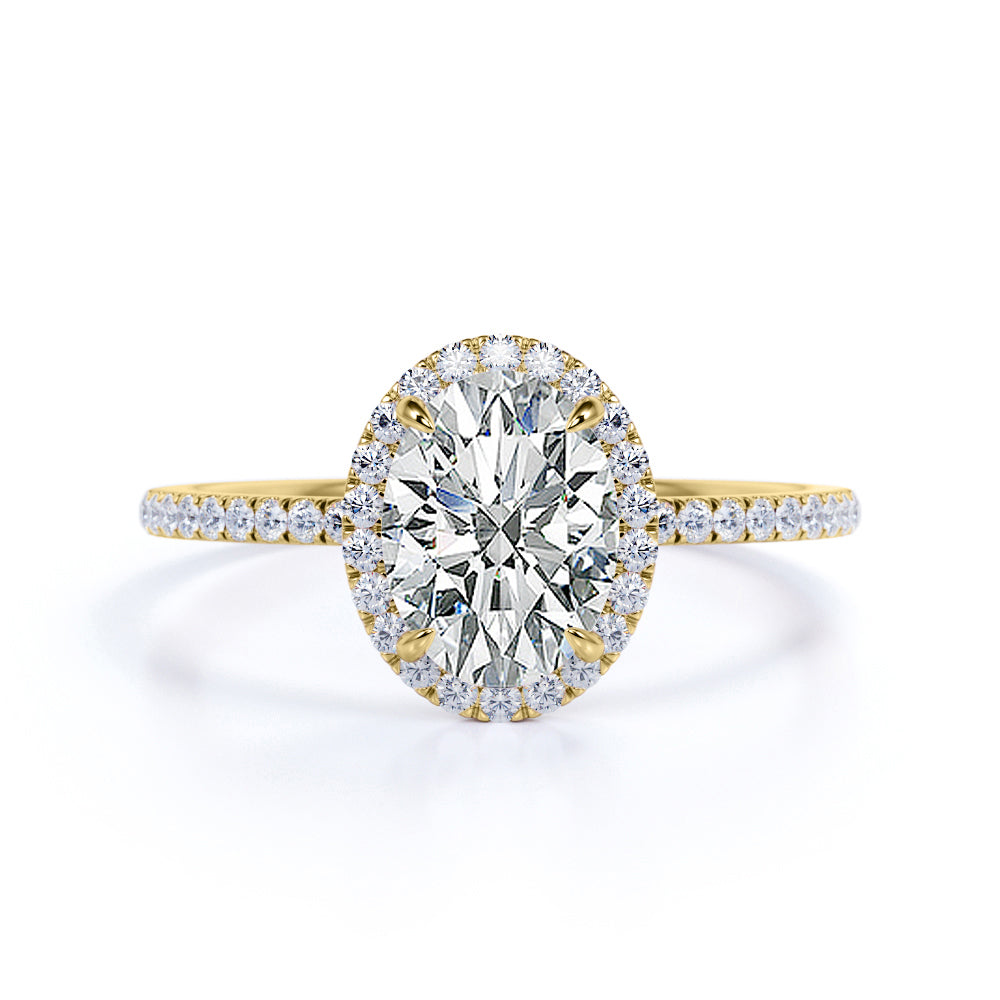 1.50 Carat Oval Cut Moissanite Halo Engagement Ring