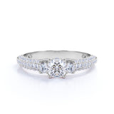 1.25 Carat Round Cut Moissanite Micro Pave Engagement Ring