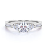 Cluster 1 Carat Round Moissanite Pave Engagement Ring