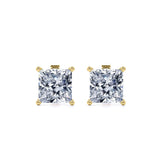 Certified 2 Carat Princess Cut Moissanite 4 Prong Solitaire Stud Earrings In 18K Rose Gold Plating Over Silver