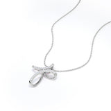 Ribbon Twist 0.25 TCW Round Cut Crucifix Pendant Necklace
