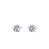 0.20 Carat Round Diamond - 4 Prong Solitaire Stud Earrings - 18K White Gold Plating Over Silver