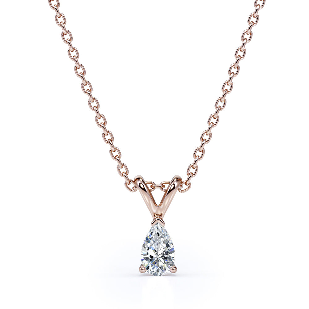Captivating 0.25 Carat Teardrop Diamond Pendant Necklace In 18K White Gold Plating Over Silver