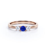 Trio 0.7 Ct Round Cut Lab Sapphire Engagement Ring